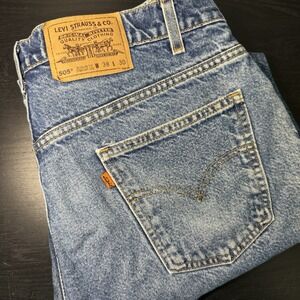 Levis 505 Jeans Mens 38x30 (36x29.5) USA Cotton Distressed Vintage Orange Tab 97
